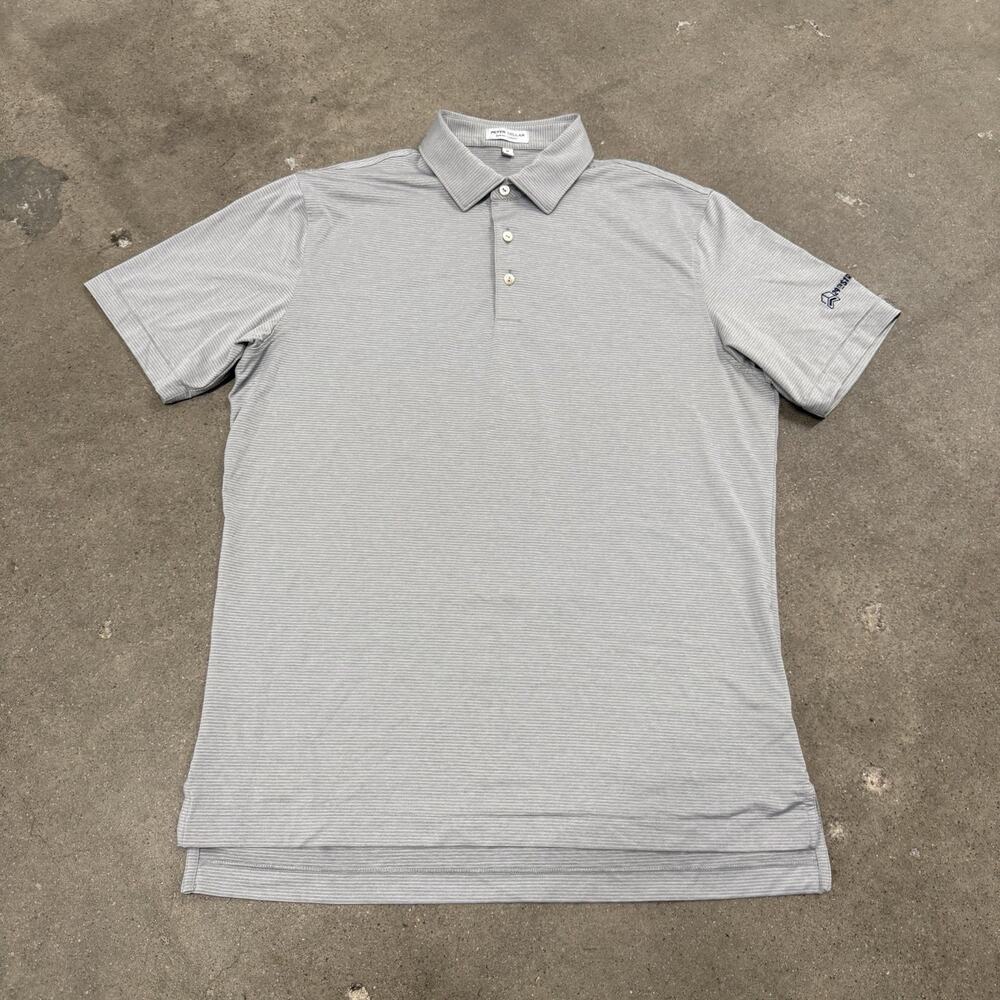 Peter Millar Summer Comfort Polo Mens Medium Gray Short Sleeve Shirt Golf Adult